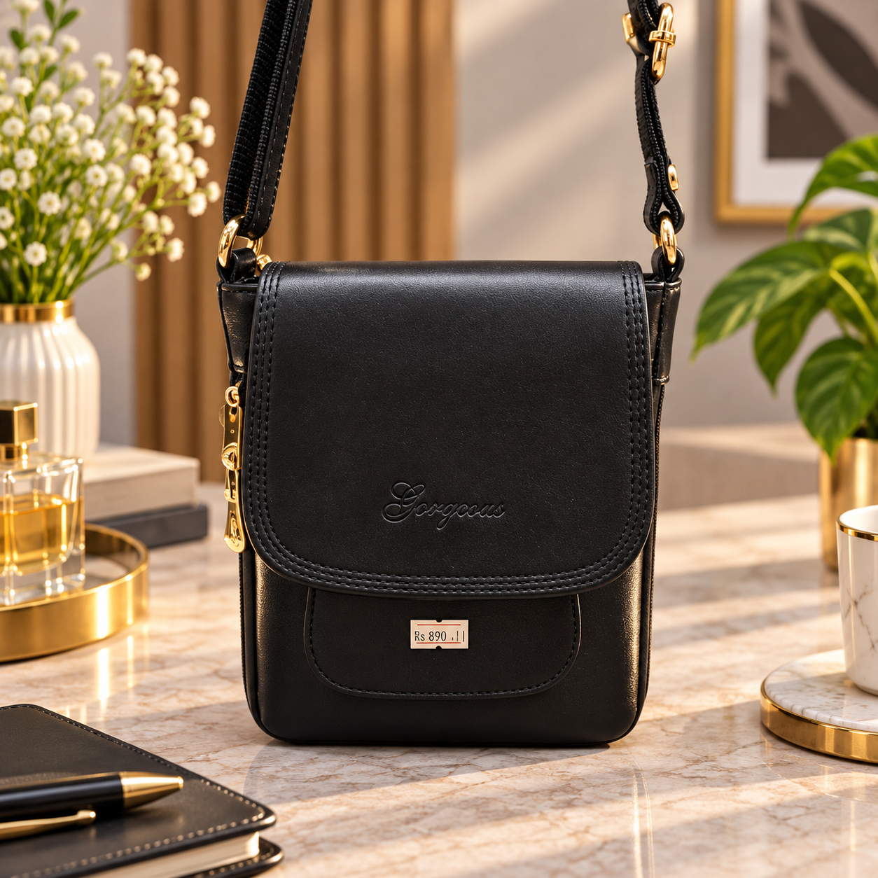 Classic Black Crossbody Sling Bag