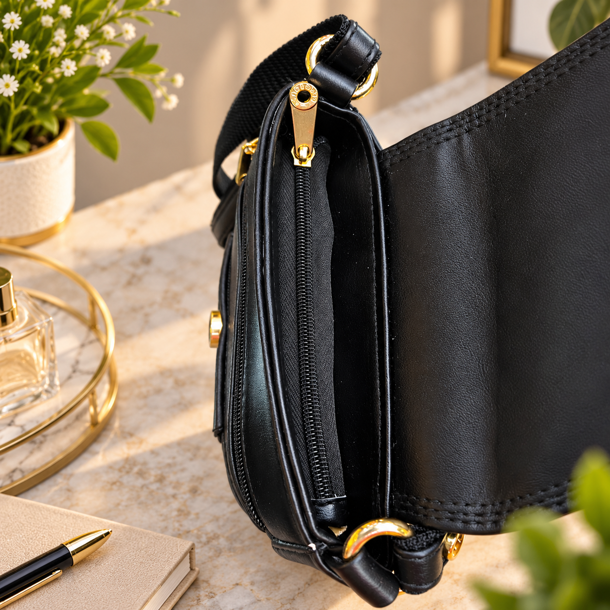 Classic Black Crossbody Sling Bag