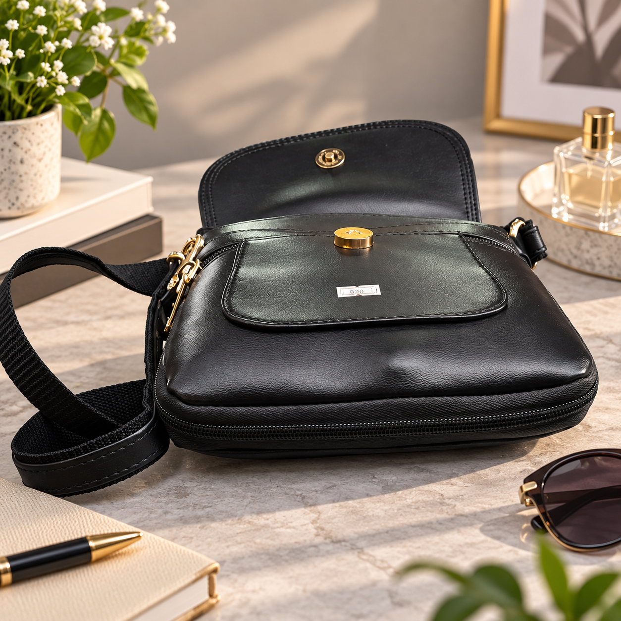 Classic Black Crossbody Sling Bag