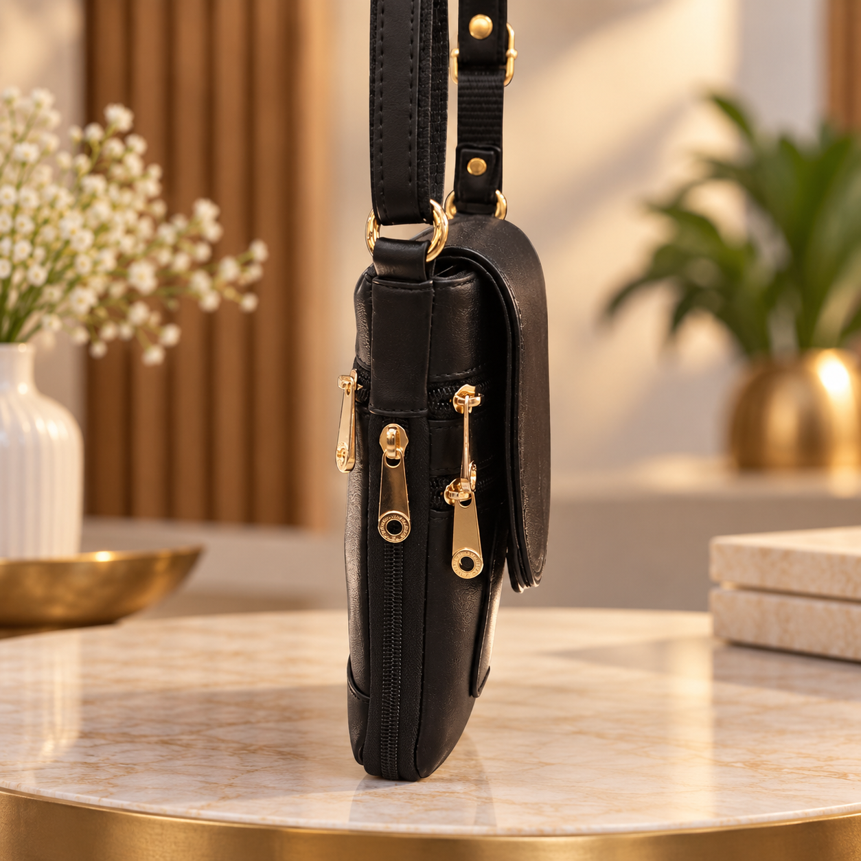 Classic Black Crossbody Sling Bag